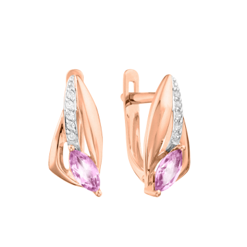 Ohrringe aus Rotgold 585° mit Amethyst, Zirkonia 