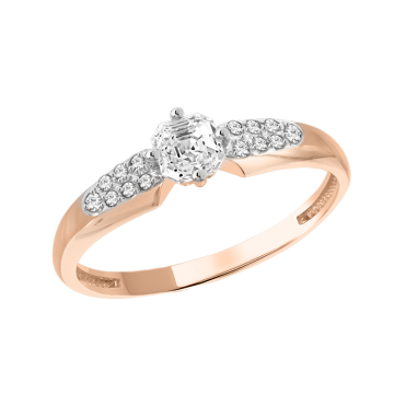 Damenring aus Rotgold 585° mit Zirkonia 