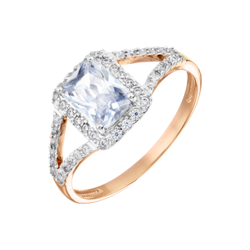 Damenring aus Rotgold 585° mit Zirkonia 