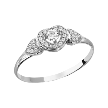 Lady´s ring in white gold of 585 assay value (14K) with zirconia 