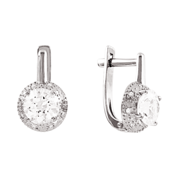 Earrings in white gold of 585 assay value with zirconia Swarovski 