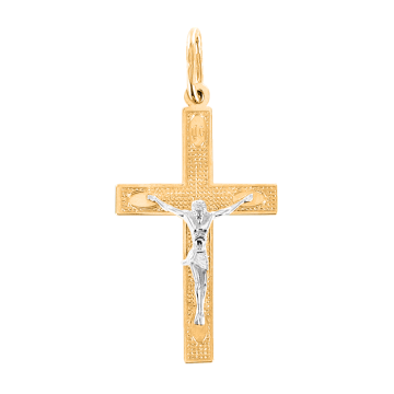 Gelb/ Weißgold 585 Kreuz 