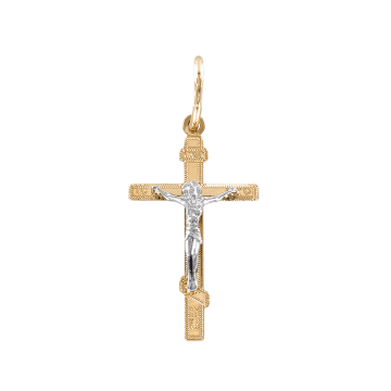 Gelb-/Weißgold  585 Kreuz Anhänger 