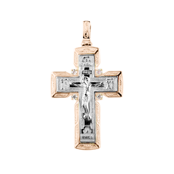 Cross from red and white gold of 585 assay value 
