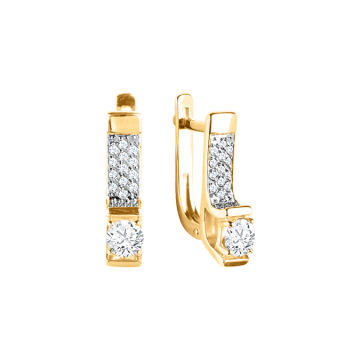 Earrings for in yellow gold of 585 assay value (14ct) with zirconia 