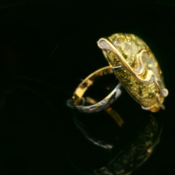 Vergoldete Damen-ring aus 925er Silber mit Bernstein 