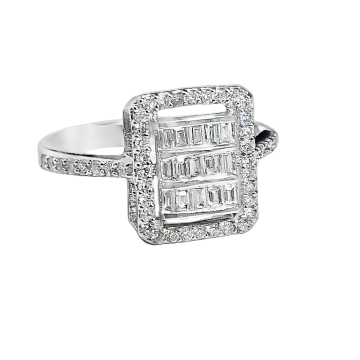 Weißgold 585° Damenring mit Brillanten 