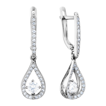 Earrings in white gold of 585 assay value with zirconia 