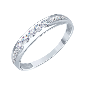 Lady´s ring in white gold of 585 assay value (14K) with zirconia 