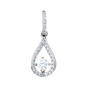 Pendant in white gold of 585 assay value with zirconia 