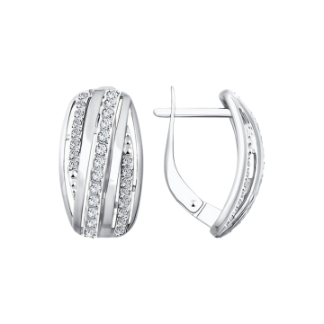 Earrings in white gold of 585 assay value with zirconia 