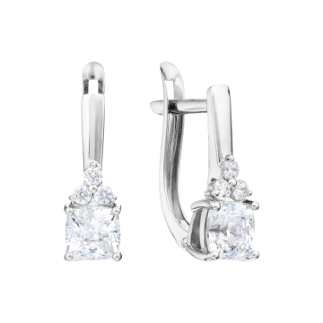 Earrings in white gold of 585 assay value with zirconia 