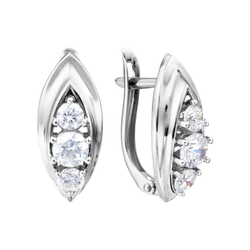 Earrings in white gold of 585 assay value with zirconia 