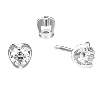 Серьги из белого Золота 585 пробы с фианитами 