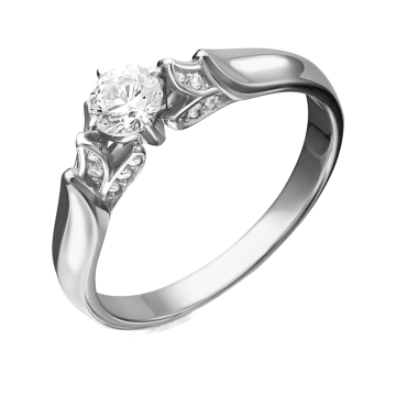 Женское кольцо из белого золота 585 с фианитами 