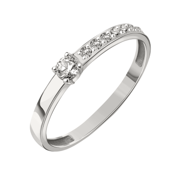 Lady´s ring in white gold of 585 assay value (14K) with zirconia 