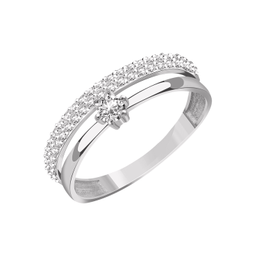 Lady´s ring in white gold of 585 assay value (14K) with zirconia 
