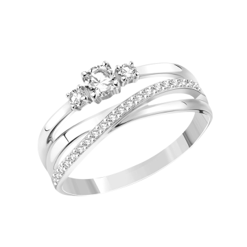 Lady´s ring in white gold of 585 assay value (14K) with zirconia 