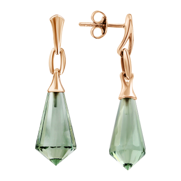 Ohrstecker aus Rotgold 585° mit grünen Amethysten 