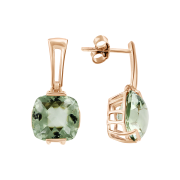 Ohrstecker aus Rotgold 585° mit grünen Amethysten 