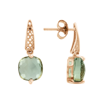 Ohrstecker aus Rotgold 585° mit grünen Amethysten 