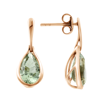 Ohrstecker aus Rotgold 585° mit grünen Amethysten 