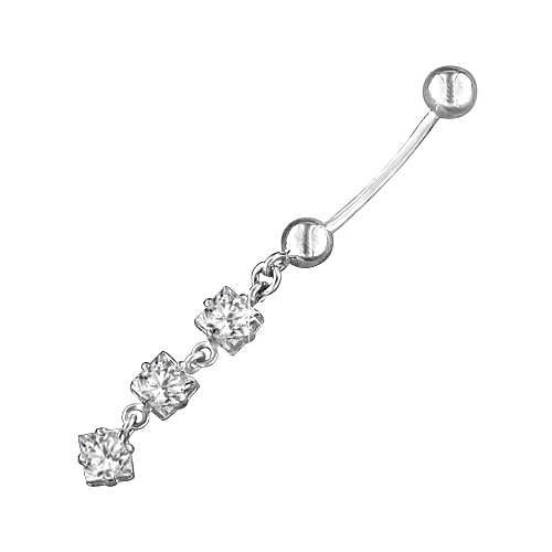 Navel piercing in silver of 925 assay value with zirconia Russian