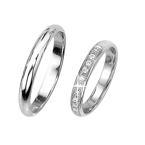 Wedding ring in white gold of 585 assay value with zirconia Russian